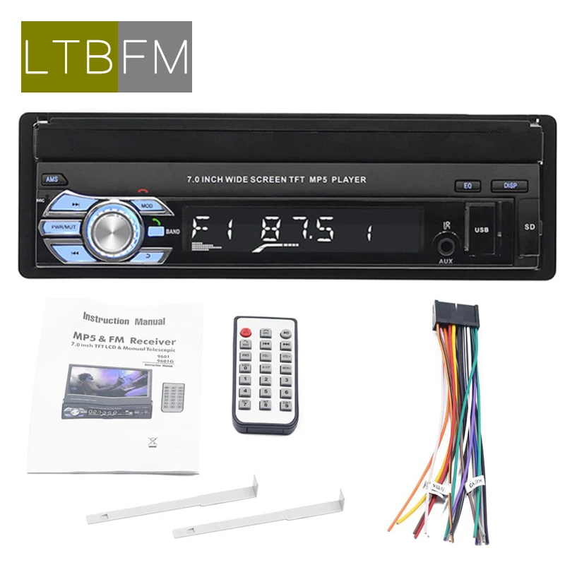 LTB FM 1 Дин Радио автомагнитола GPS; стереооборудование для автомобиля 7-дюймовый HD Сенсорный экран громкой связи Bluetooth FM USB SD MP5 Поддержка камеры заднего вида