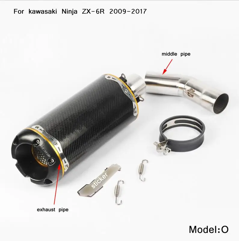 O Silp on Для Кавасаки ZX-6R/636 2004- мотоциклетная средняя Соединительная труба с хвостом выхлопной трубы глушителя - Цвет: O