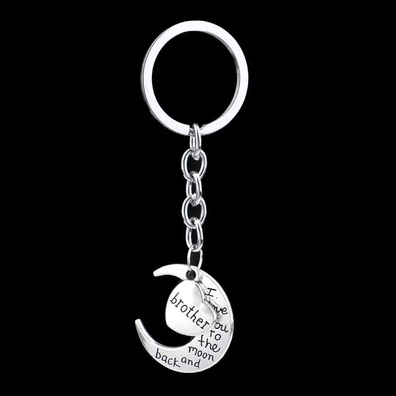 В Семья член серии брелок письма Луны кольцо подарок персик|family keychain|moon keychainkeychain