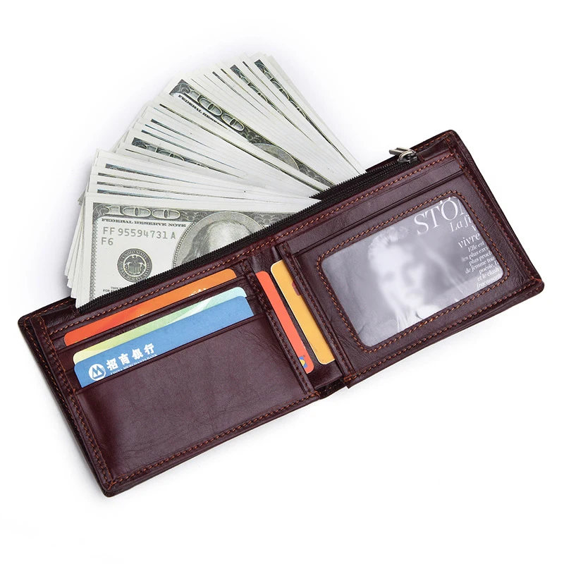 Мужской кошелек Muurdde винтажный из натуральной кожи с масляным воском двойной