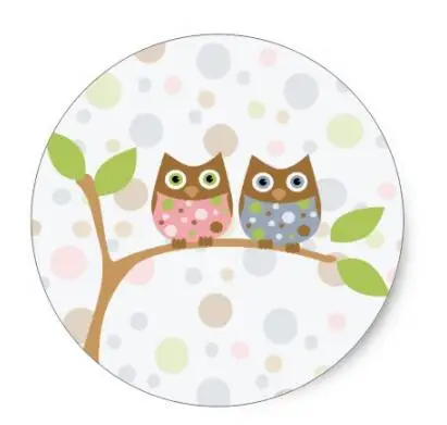 

1.5inch Twin Baby Owls Classic Round Sticker