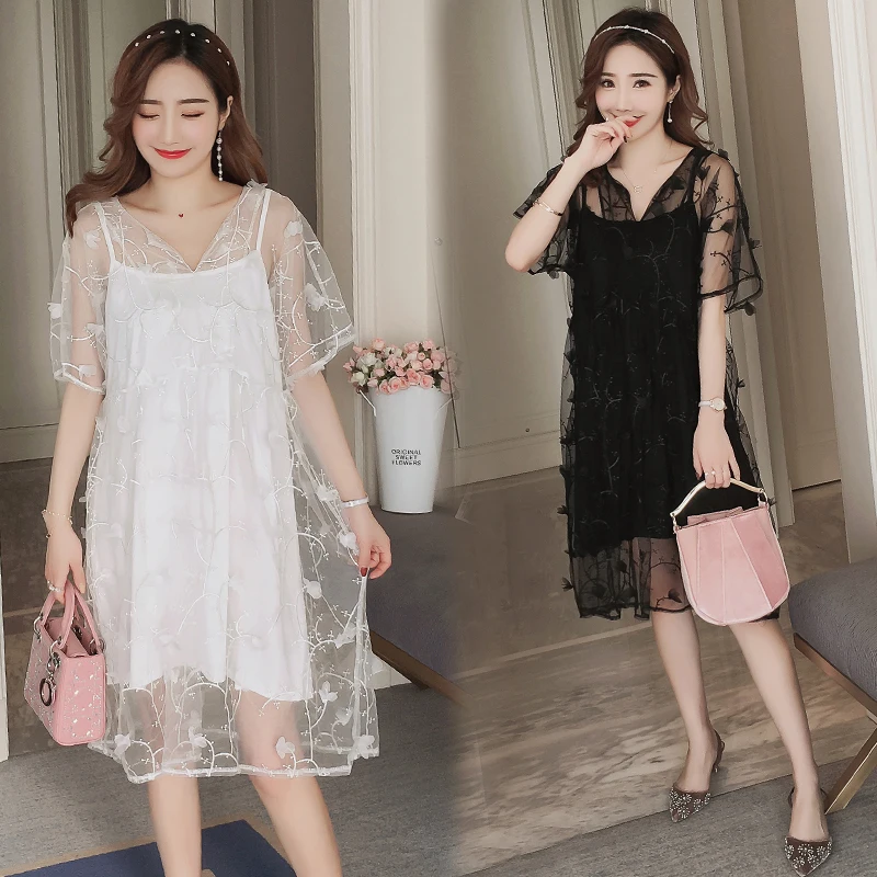 2018 New Brand Summer Maternity Dress Woman Cute Floral Embroidery Large Size Dresses Pregnant Clothing MD-00537 | Мать и ребенок