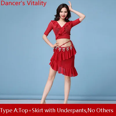 Type A as picture Танец живота топ юбки сексуальные женщины начинающих Slim Fit весна-лето сетка индийский восточный танец практика одежда наряд - Цвет: Type A as picture