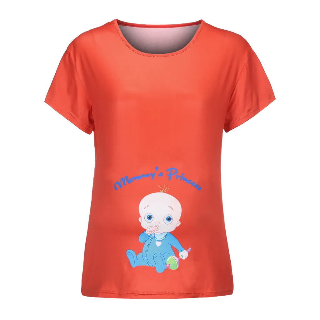 Maternity Tops Cute Letter Print Multicolor O-Neck Short Sleeve Pregnant T-shirt Pregnancy Shirts Ropa Maternal De Moda | Мать и ребенок