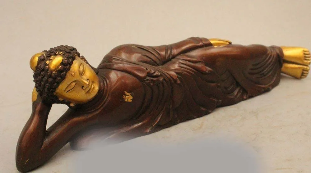 Тибет Буддизм Медь Позолотить Сна Шакьямуни Будда Амитабха Статуя