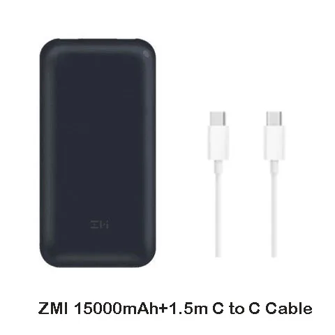 ZMI power Bank 20000 мАч 15000mAhUSB-C PD 2,0 внешний аккумулятор Портативная зарядка 3,0 type-C зарядное устройство для Macbook - Цвет: Add Type-C to Type-C