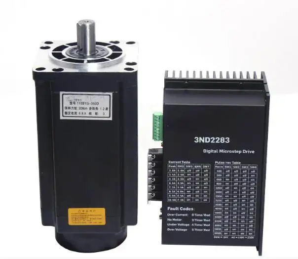 

110 3-phase stepper motor kit 110BYG350D 20NM 221mm length stepper motor + 3ND2283 2.0A-10A AC220V DSP digital driver