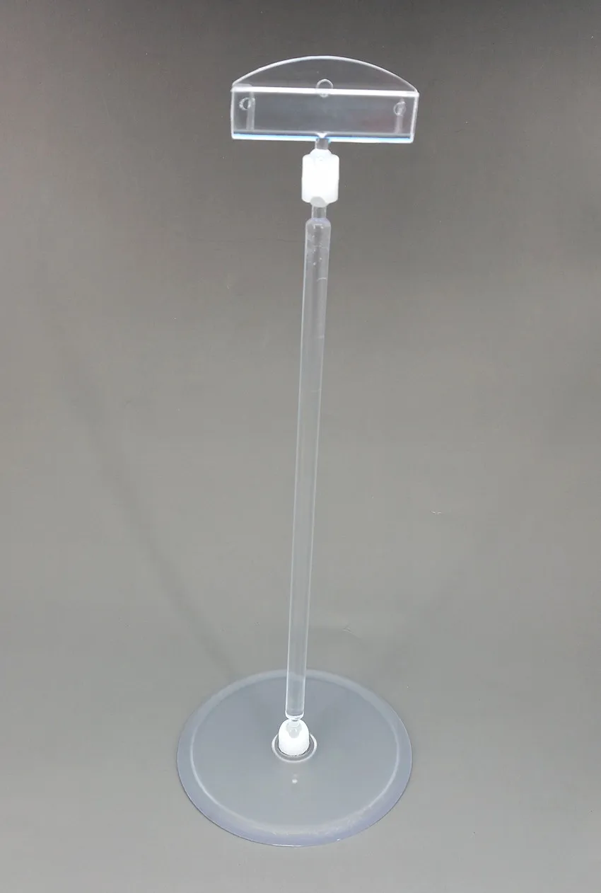 

Clear POP Plastic Display Sign Paper Advertising Card Price Tag Holder Clip Stand With Round Base Height 245mm 20pcs