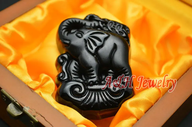 5 шт. натуральный черный обсидиан отлично вырезанный Кулон Слон Милые мужские и