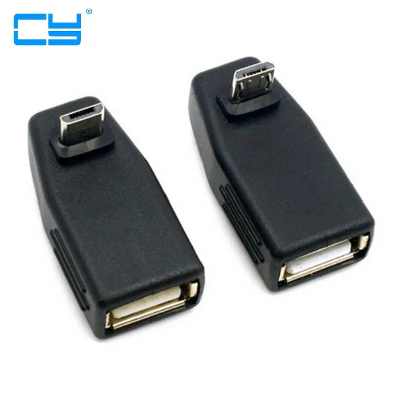 90 градусов вверх и вниз прямоугольный микро USB Тип B к Женский OTG адаптер для