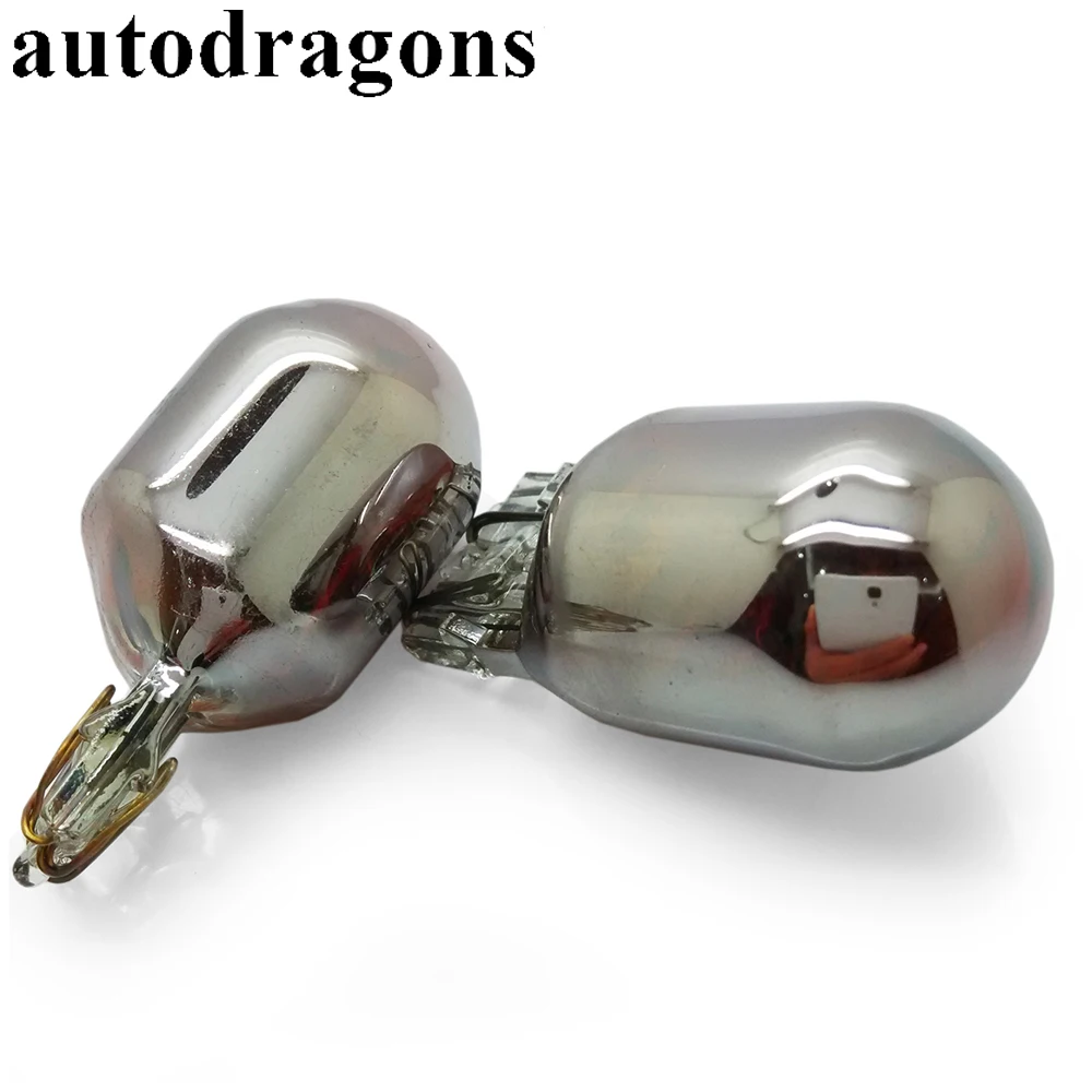 Автомобильные драконы, 10 шт., 7443, 7440, 992, WY21W, T20, стекло, серебро, хром, светильник, лампы, задний тормоз, сигнал поворота, задние фары для автомобиля
