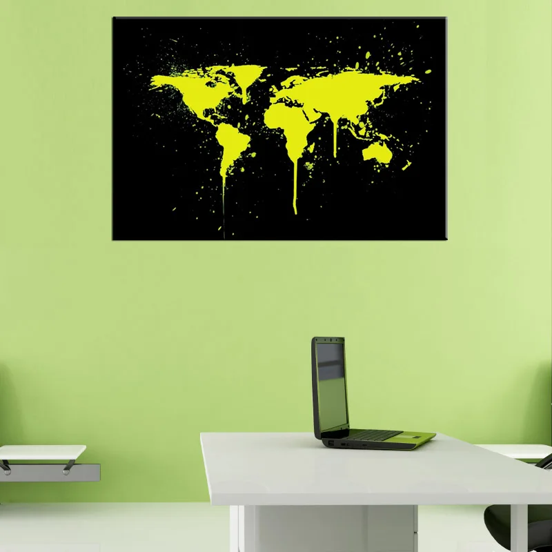 1 шт./компл. абстрактные Желтые карты мира Картина на холсте Современная Золотая