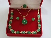green natural stone necklace bracelet earring ring jewelry set aaa style 100 noble fine jewe