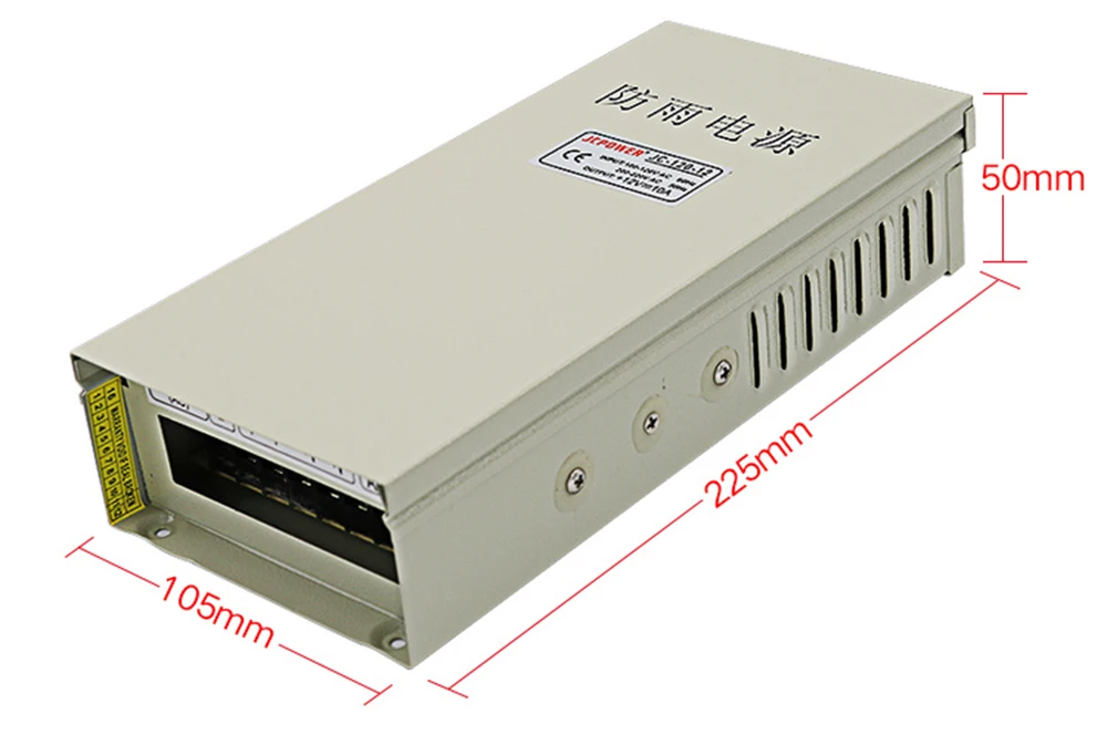 JC выходная мощность DC12V max 10A 120 Вт Светодиодный источник питания Водонепроницаемый светодиодный светильник адаптер питания для наружного применения