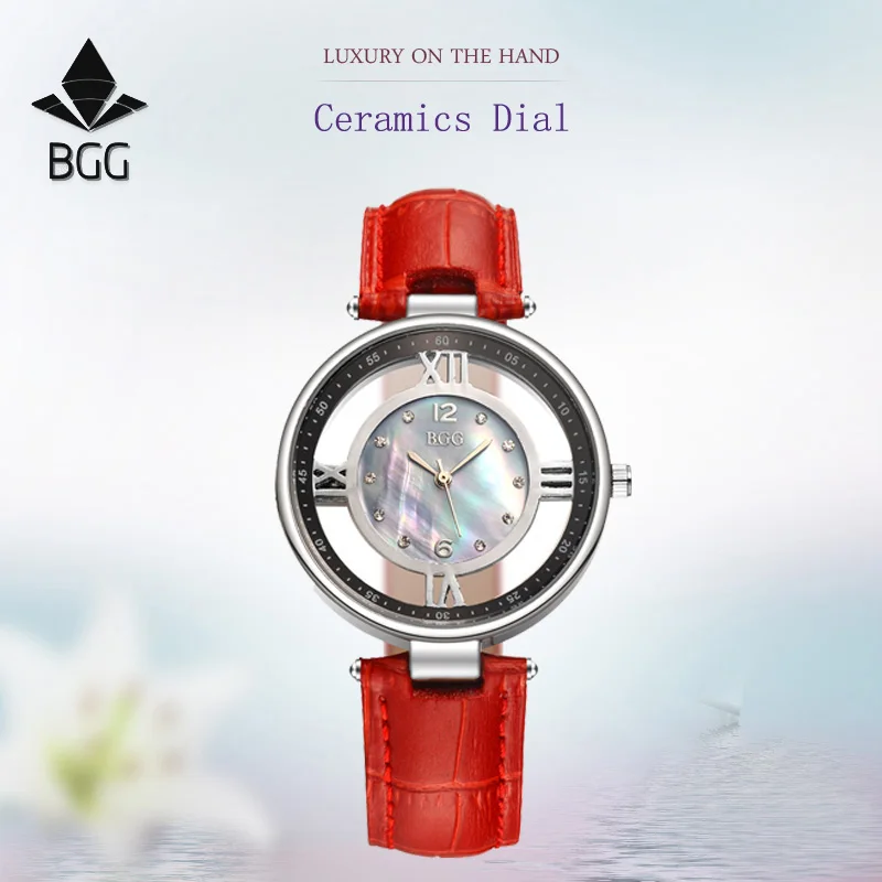 Женские часы из натуральной кожи роскошная оболочка циферблат скелета