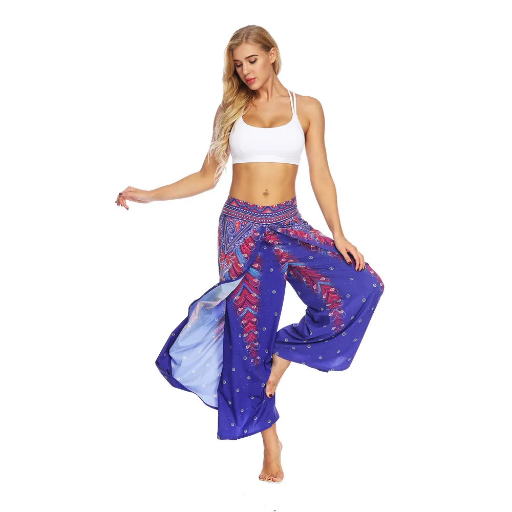 Women Casual Summer Loose Yoga Trousers Baggy Boho Aladdin Jumpsuit Harem Pants women leggings sport fitness