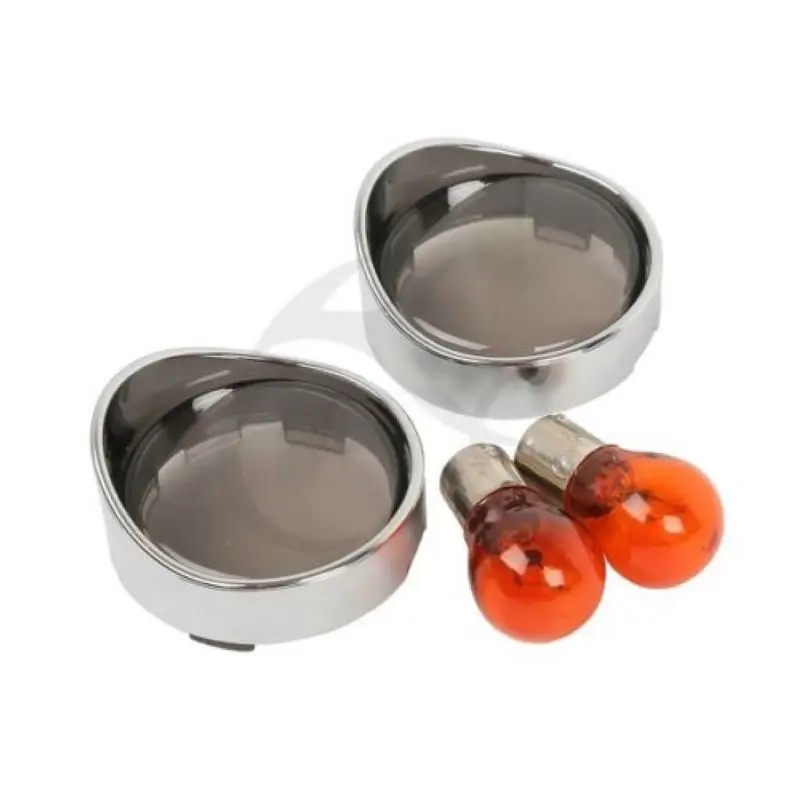 2x Orange/Clear/Smoke/Red Turn Signal Lens Cover Visor Style Ring + Bulb For Harley Dyna Softail Sportster Road King FLHX FLTRI |