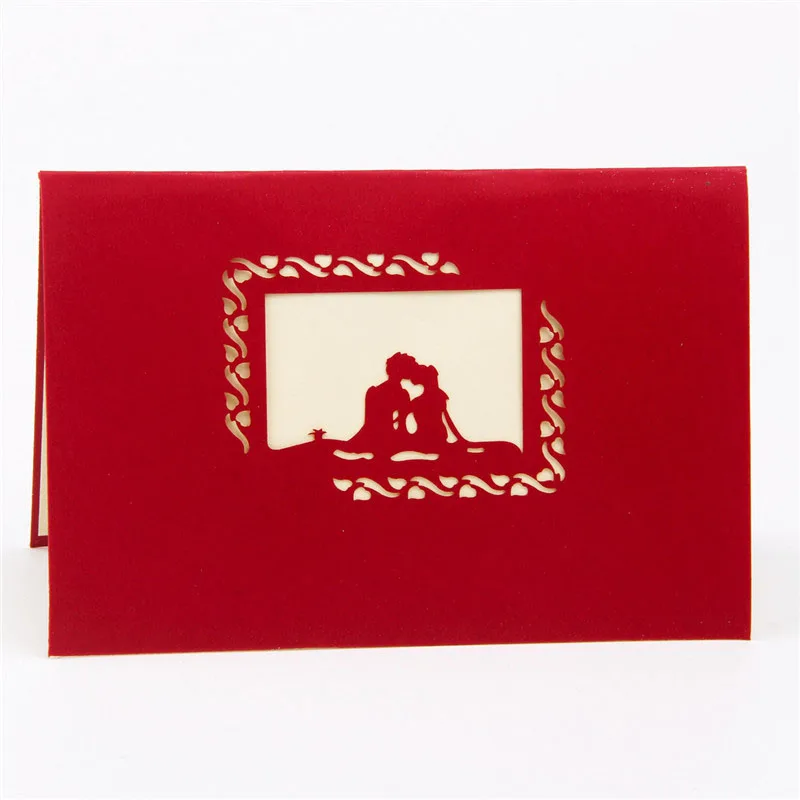 3D лазерная резка ручной работы счастливые влюбленные бумажные Пригласительные