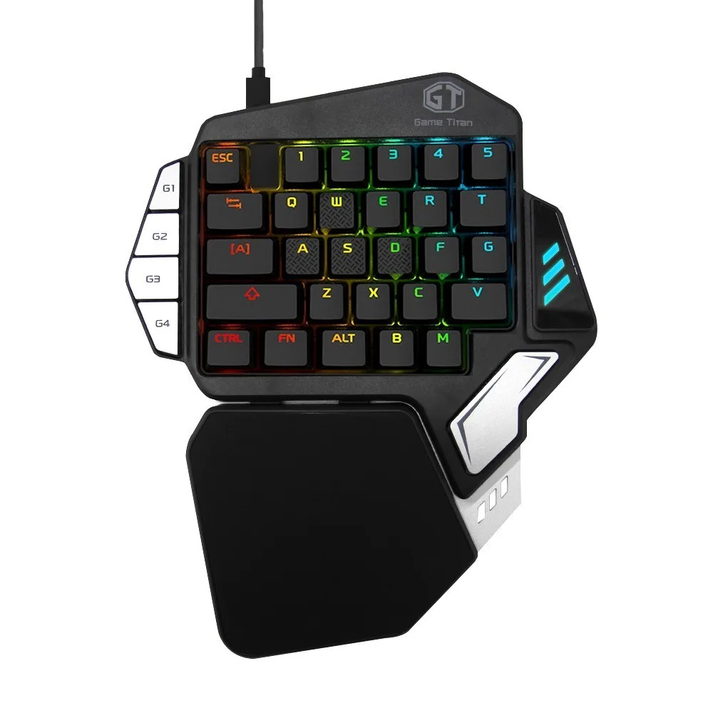 Delux T9X Delux игровая клавиатура T9X с одной рукой Механическая Проводная эргономичная RGB клавиатура и Delux M625 PMW3360 Проводная геймерская мышь для PUBG - Цвет: Delux T9X
