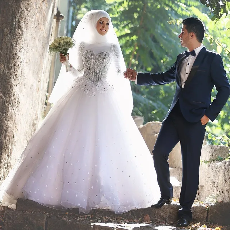 Мусульманское свадебное платье хиджаб с длинным рукавом арабское мусульманское