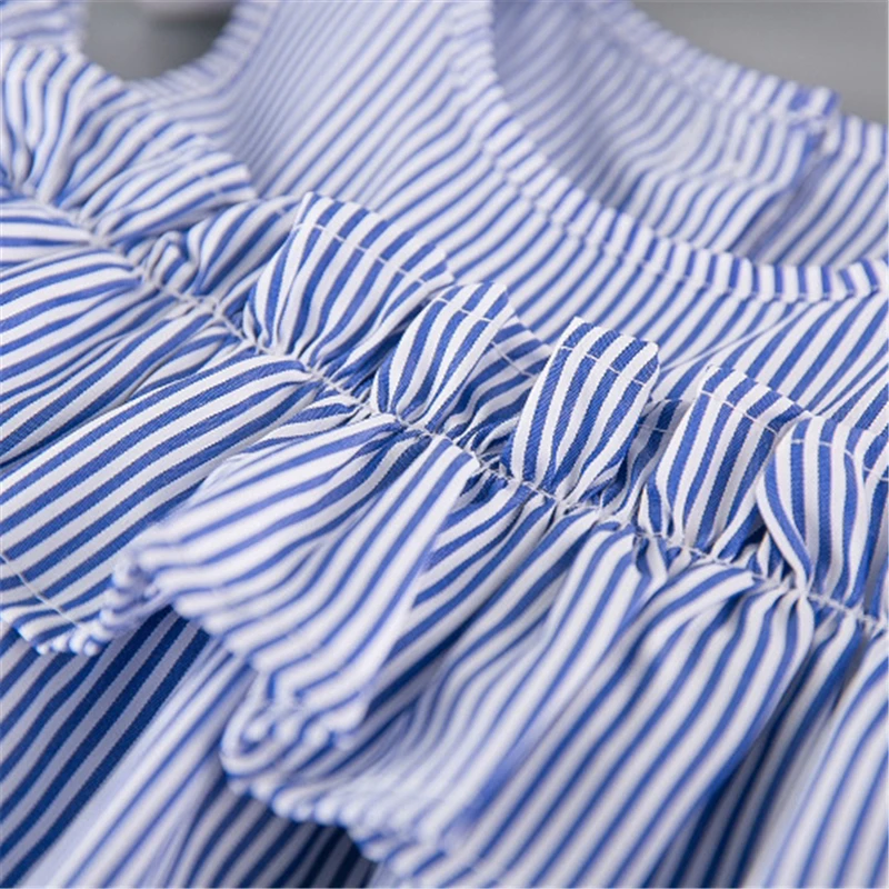 Новинка 2018 года Лидер продаж Летняя одежда для маленьких девочек Милая в синюю