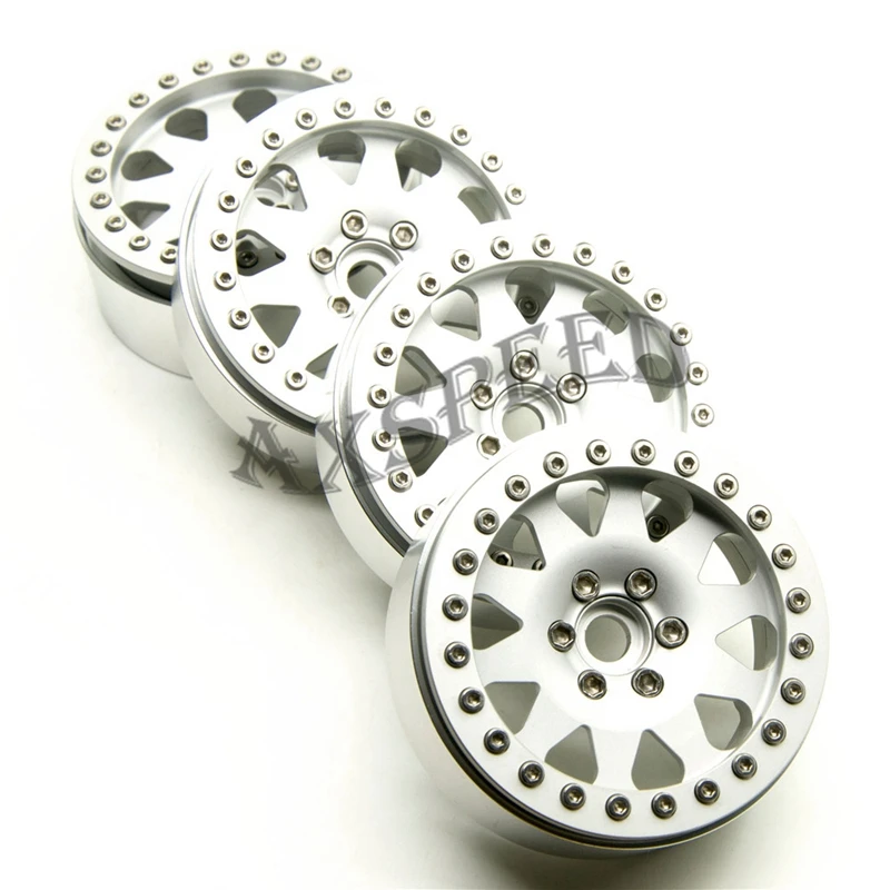 AXSPEED серебро 2 сплавочных ободьев дюймов колёсные диски для 1/10 RC D90 SCX10 CC01 D110 Рок