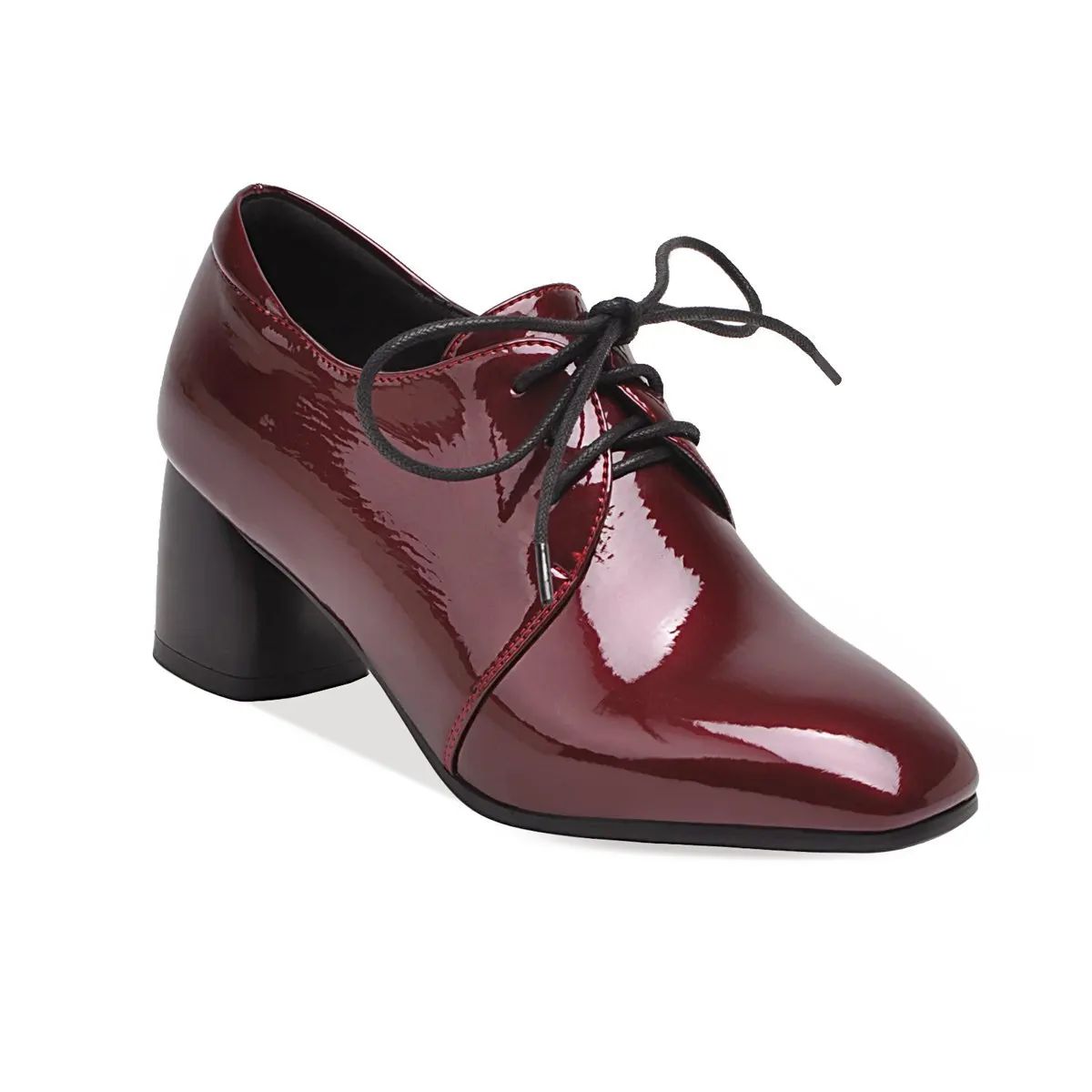 Joker British wind square early spring of 2019 new women's shoes with high heels 43-43 lace-up wet | Обувь