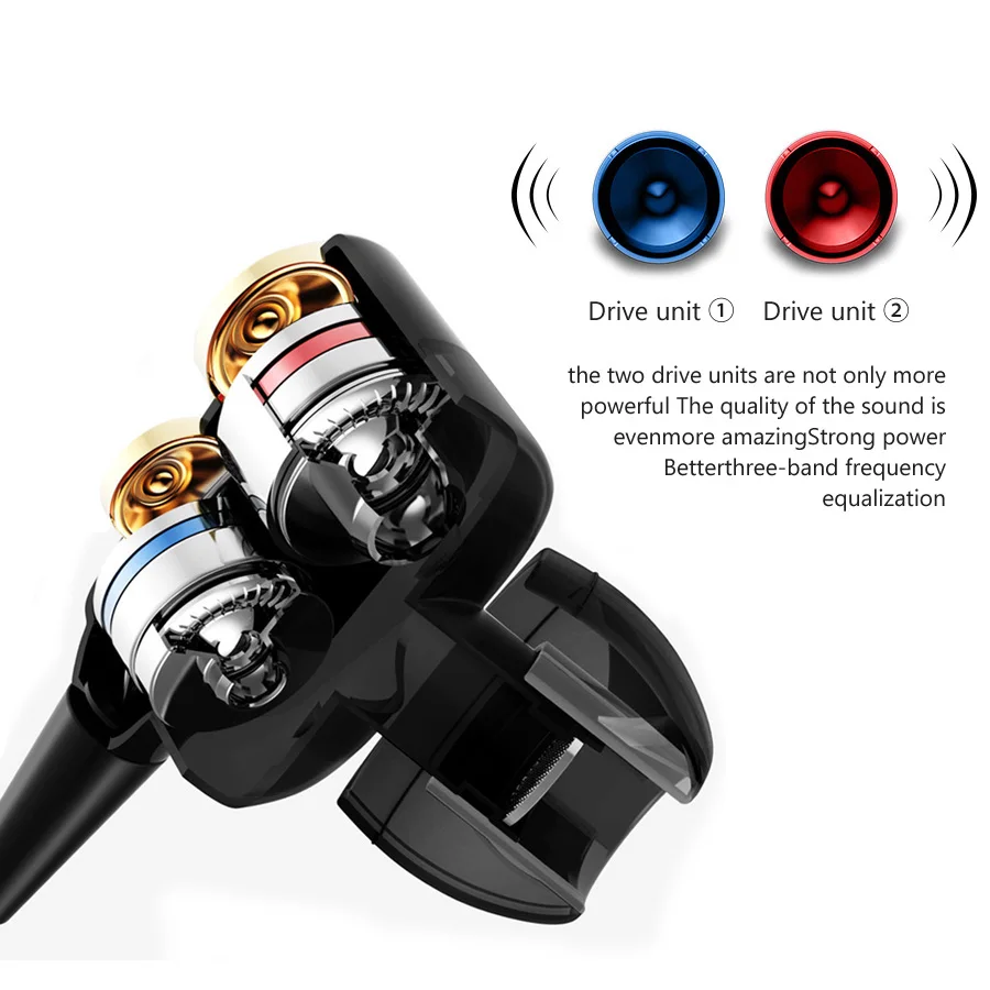 

FBYEG Bluetooth Earphone Wireless Headphones Four Unit Drive Double Dynamic Hybrid Deep Bass Sport Earphone for Phone with mic