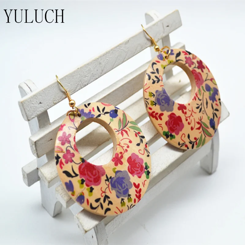 1 пара серьги с цветочным принтом|flower earrings|designer earringsearrings designer |