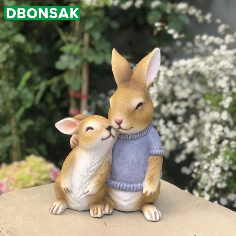 Кролик Сад Статуя Смолы Кролик Подарок для ребенка кукла микро пейзаж Аниме фигурки моделирование животных украшения дома сада