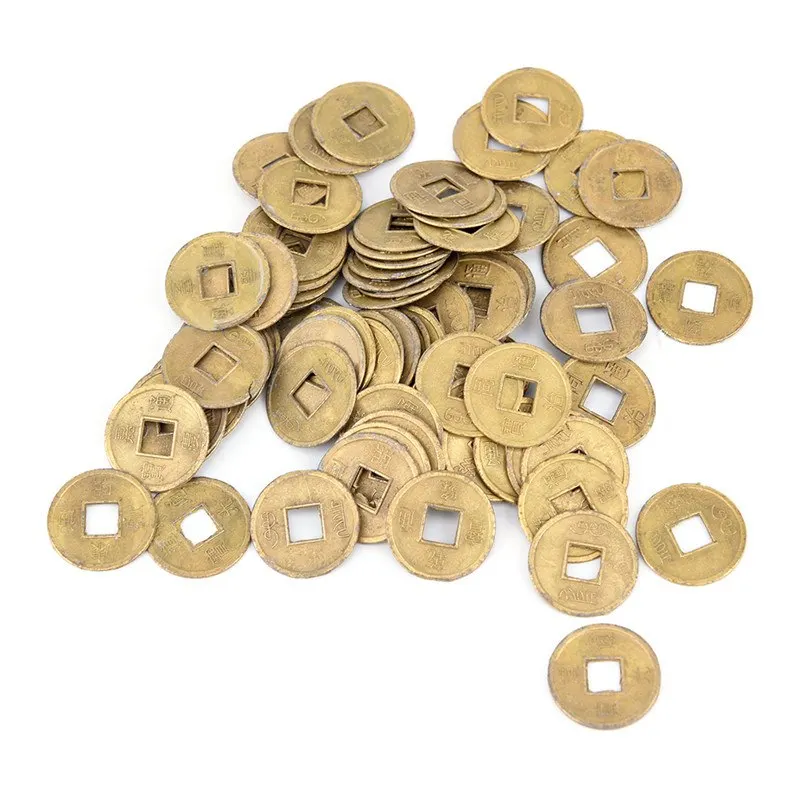 Золотой цвет 100 шт 10 мм китайский древний фэн-шуй удачная монета хороший приносящий удачу Дракон и Феникс антикварное богатство коллекция денег подарок