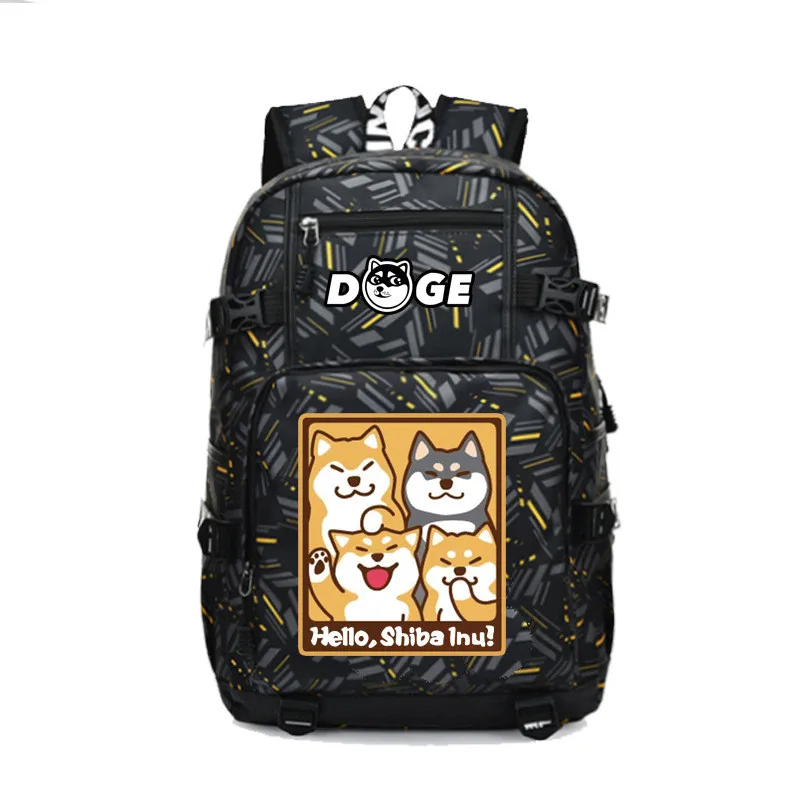 

Husky Corgi Dog Doge Shiba Inu Backpack Fashion Laptop Travel Backpack with USB port students Book School Bag