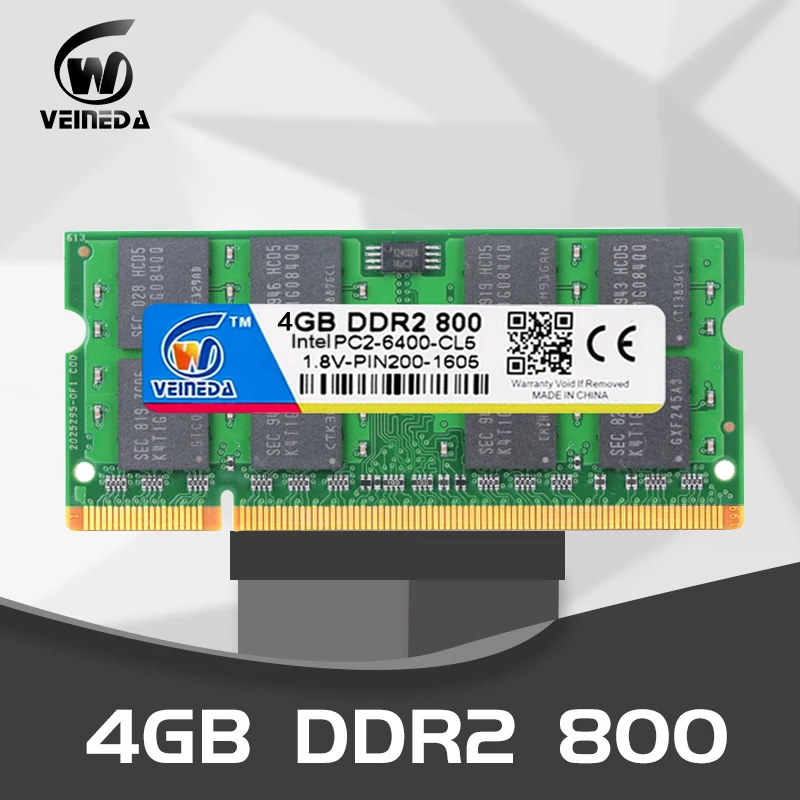 VEINEDA Sodimm ddr2 4 Гб 2 800 МГц для Intel AMD ноутбук Поддержка памяти sodimm 667 ddr | Компьютеры и