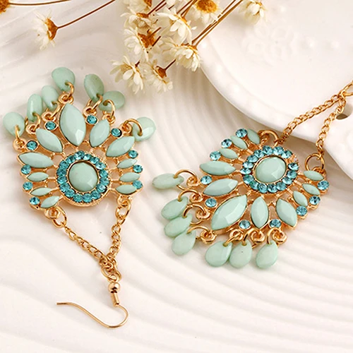 Bluelans Women's Boho Style Light Green Water Drop Turquoise Zircon Dangle Hook Earrings | Украшения и аксессуары