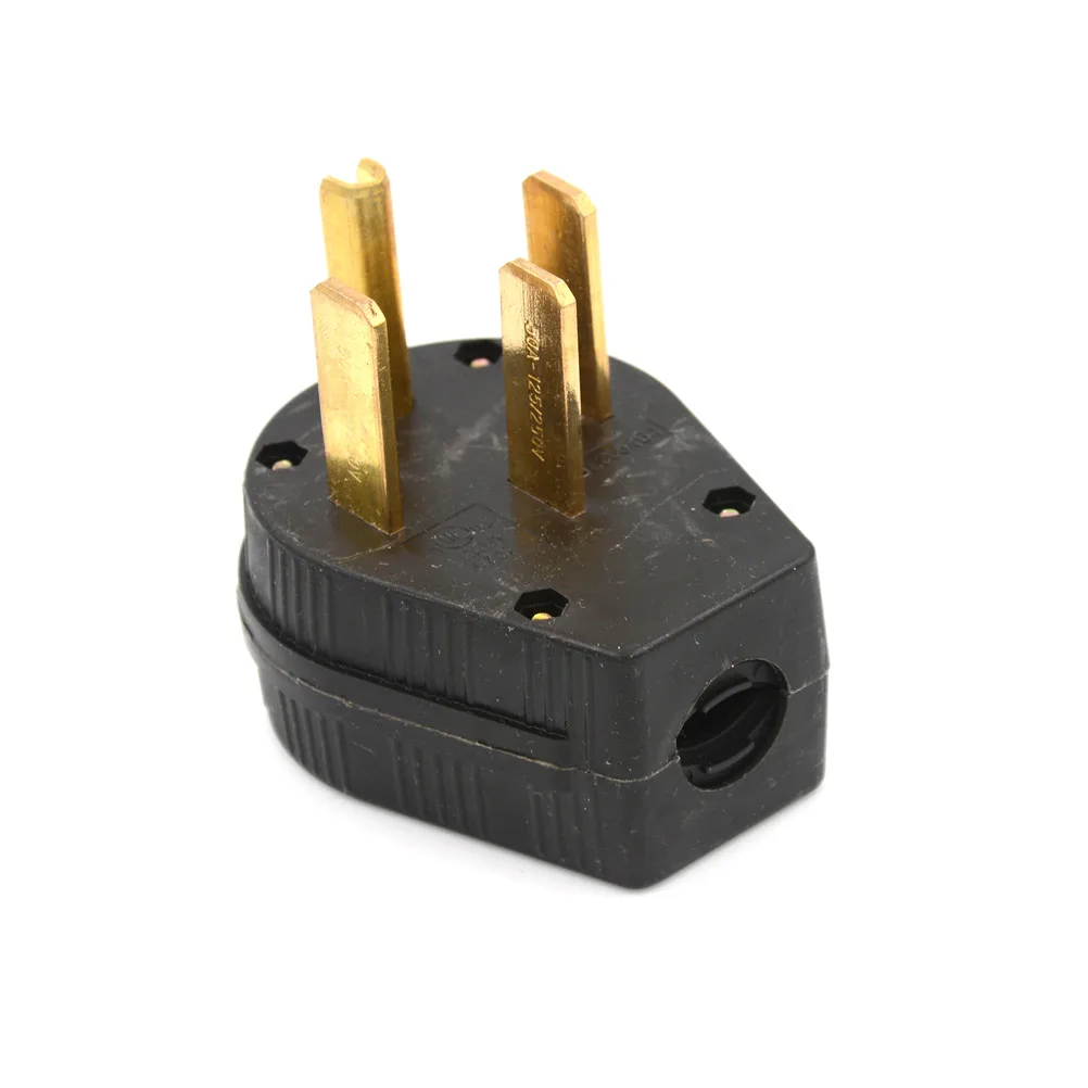 

1pcs 50A 125V Straight Blade Angle Four Pin US Plug NEMA 14-50P US Four Holes Plug For Dryer, RV, Generator