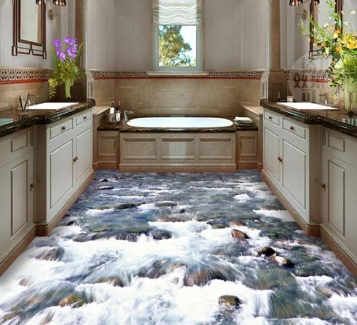 

[Self-Adhesive] 3D White Stream River 4 Non-slip Waterproof Photo Self-Adhesive Floor Mural Sticker WallPaper Murals Wall Print