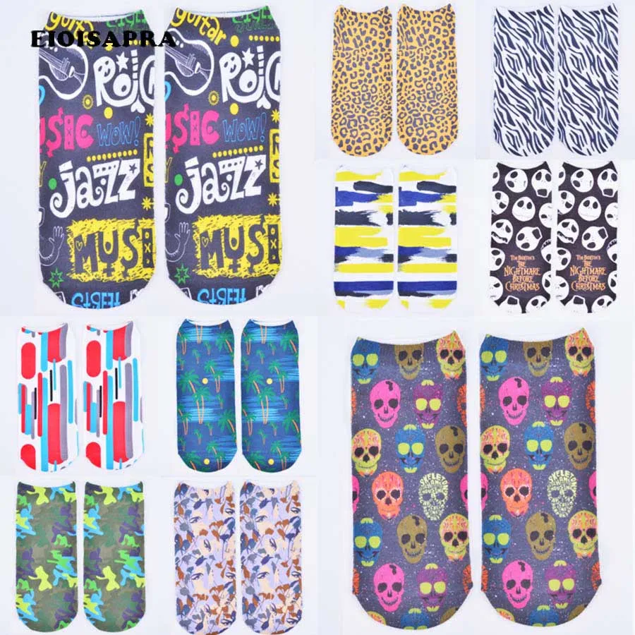 

[EIOISAPRA]3D printing cartoon casual cute socks women funny creative socks Unisex Low Cut Ankle Harajuku Calcetines Mujer