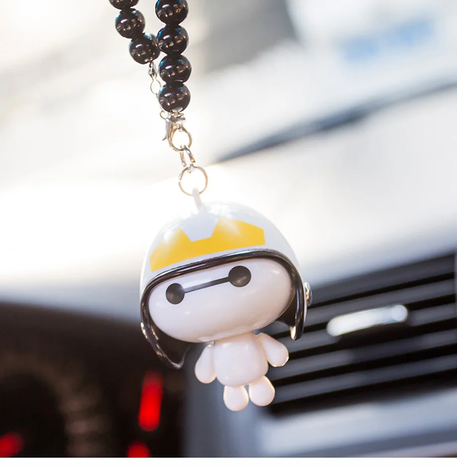 Автомобиль кулон милый шлем робот Baymax кукла Большой Герой висячие украшения авто зеркало заднего вида украшение автомобиля Стайлинг аксессуар подарки
