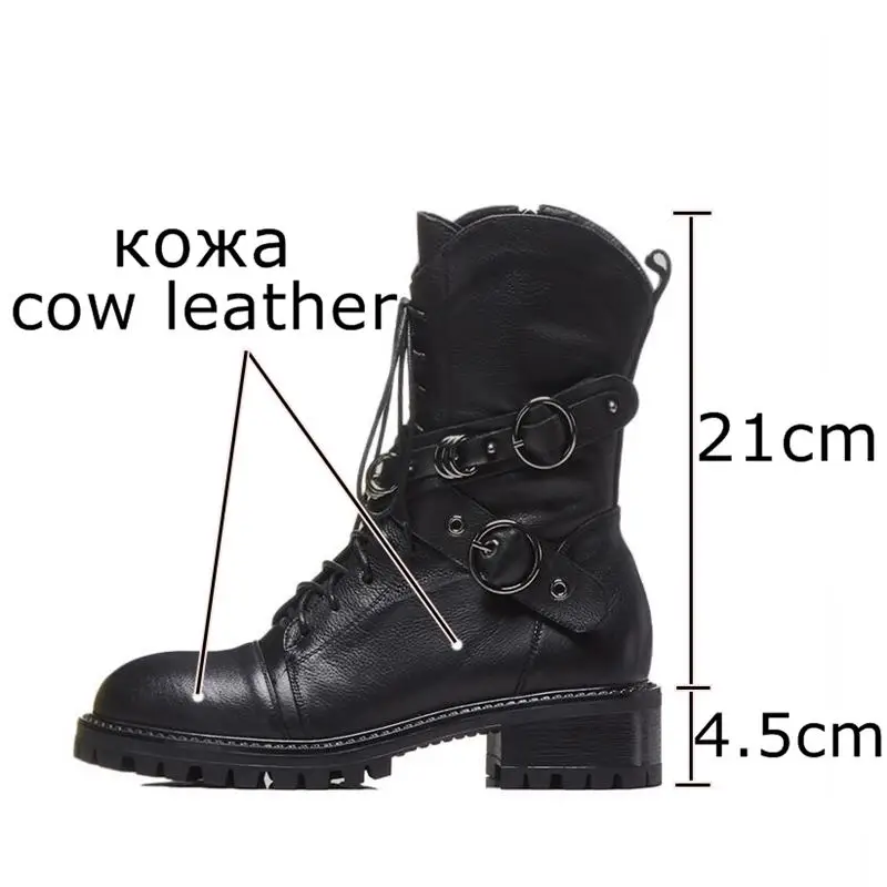 Женские ботильоны из натуральной кожи ALLBITEFO осенне зимние кожаные ботинки