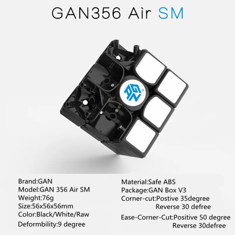 GAN356 Air SM Кубик Рубика для профессионалов 3x3x3 356Air Magenetic Скорость Cube Черный версия
