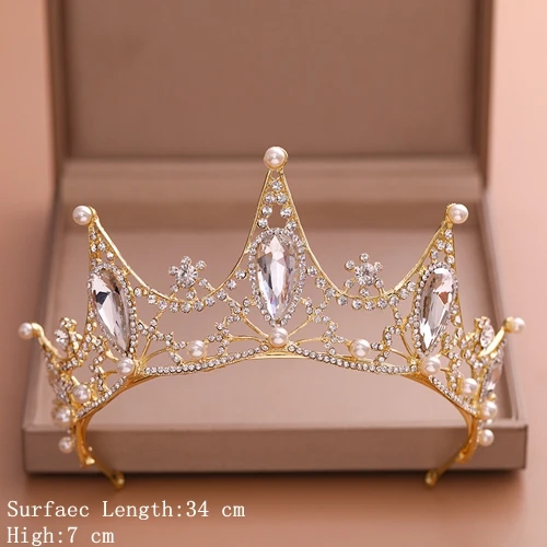 Gold Color Хрустальные Свадебные короны для невесты, корона для волос, тиара, золотые свадебные аксессуары для волос, Хрустальная свадебная тиара для женщин, свадебные украшения для волос - Окраска металла: Gold Color