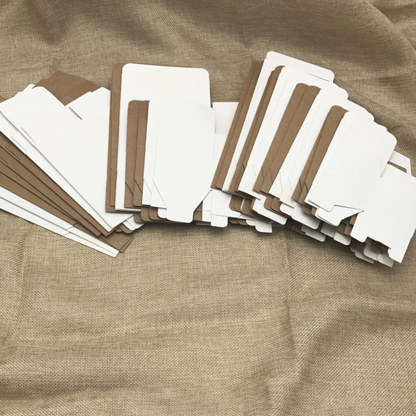 50 шт. в/9 размеров коричневая/белая крафт-бумага подарочная коробка 6/8x8x12 см для косметических бутылок банка, клапаны трубки Ремесло Упаковка для свечей коробки
