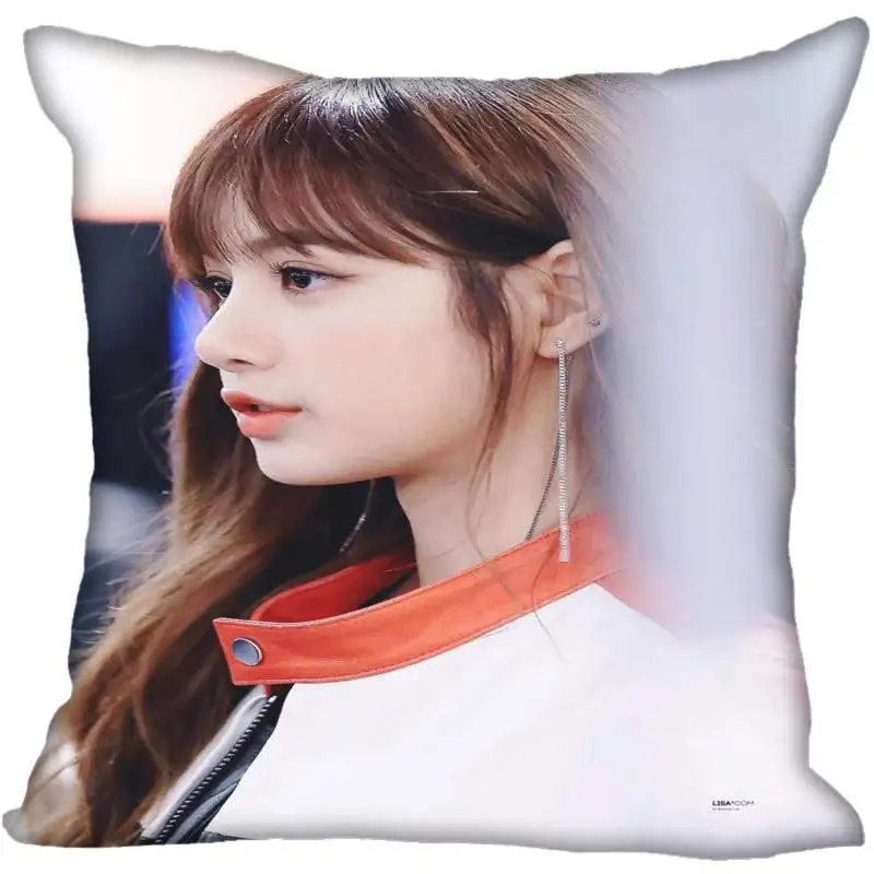 5 Fan Xi, хит, на заказ, KPOP, черно-розовая Лиза, принтованная шелковая квадратная наволочка, для дома, декоративная, на молнии, атласная наволочка(одна сторона - Цвет: 5