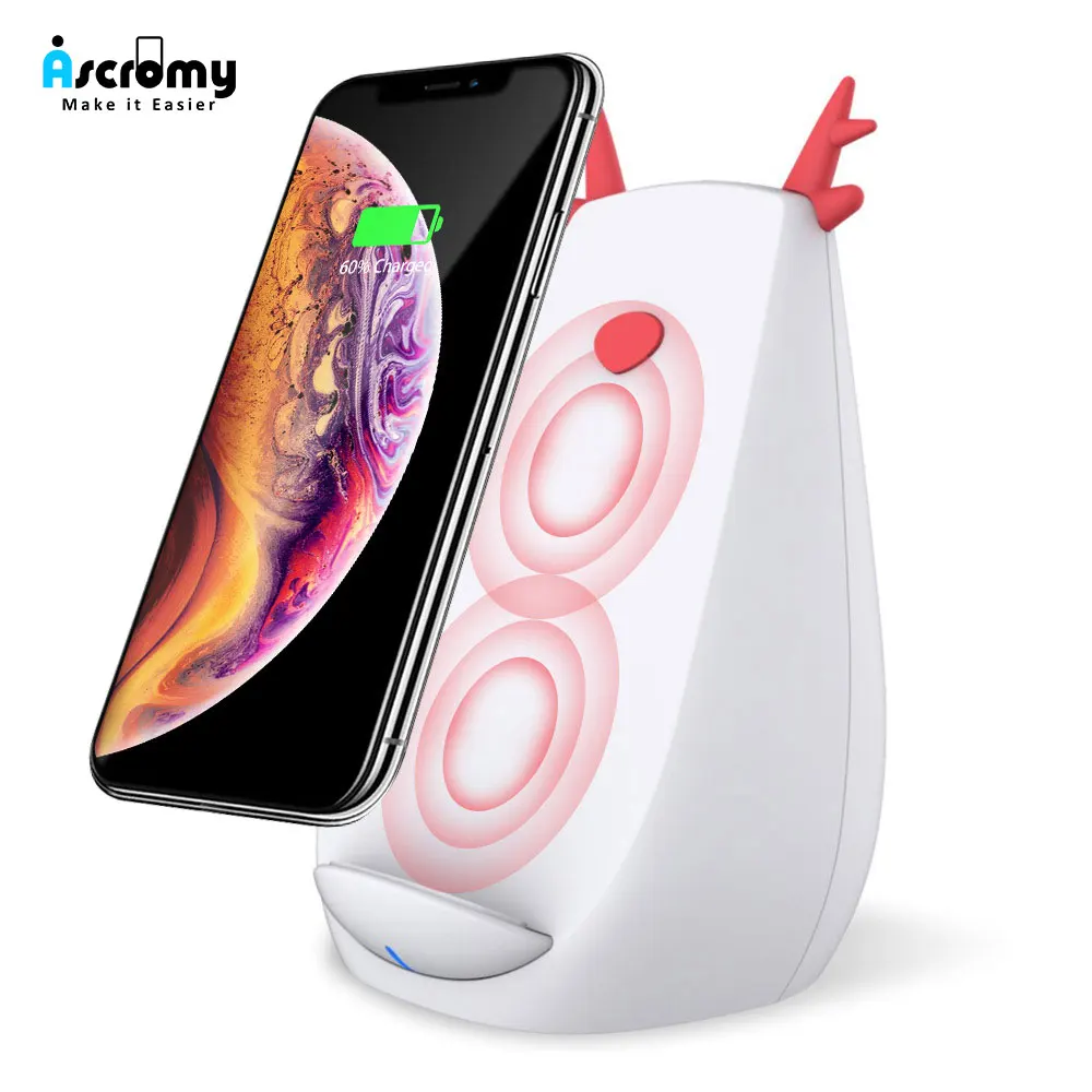 Беспроводная зарядная подставка Ascromy 7 5 Вт для iPhone Xs MAX XR X 8 Plus 10 Samsung Galaxy S9 S8 Note 9
