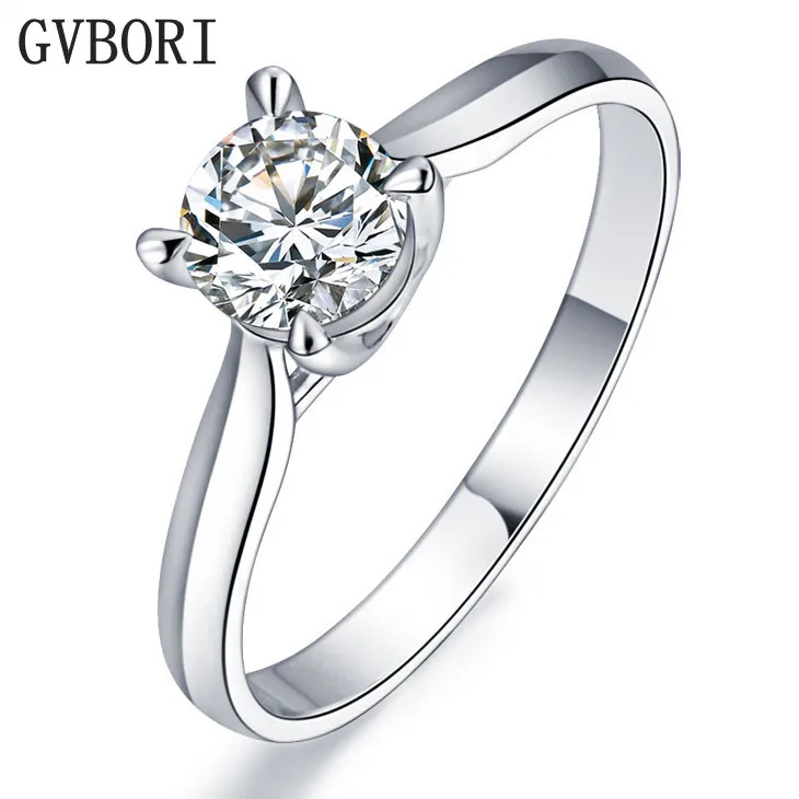 0.5ct 18K Белое Золото большое кольцо с бриллиантом обручальное для женщин подарок