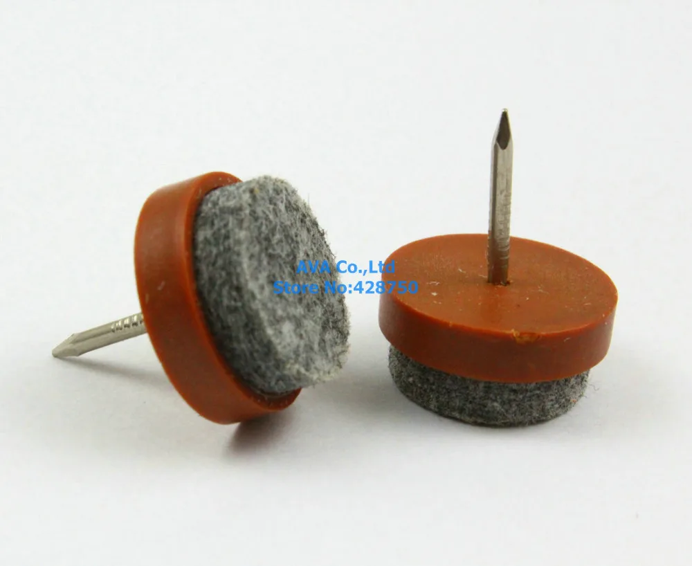 

40 Pieces 18mm Brown Chair Felt Glide Nail Soft Bottom Furniture Feet Nail