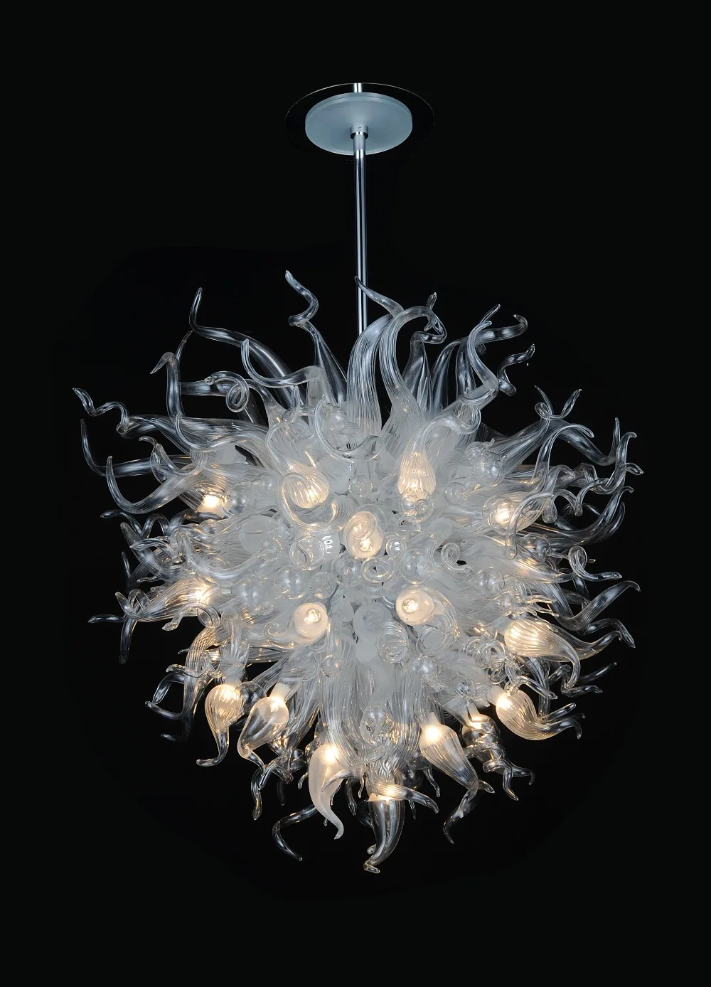 

Art Decor Flower Shape Handmade Blown Glass Hanging LED Chandelier