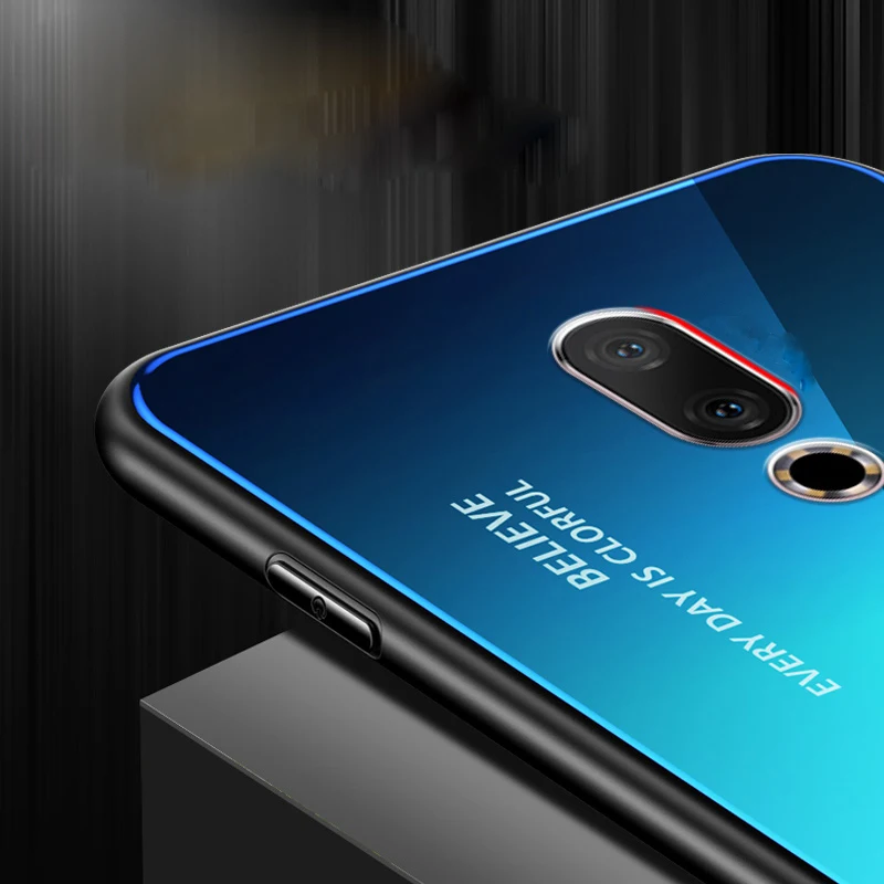 Чехол Meizu 16 Plus из закаленного стекла с градиентом Авроры чехол для th цветной