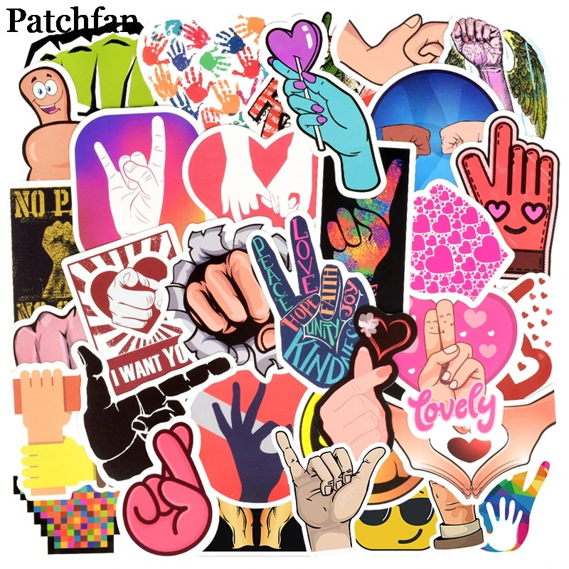 Patchfan 50 шт. забавные жесты забавные ПВХ наклейки для diy украшения дома Скрапбукинг багаж скейтборд ноутбук настенная гитара A2058
