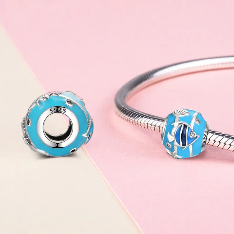 Подвеска для женщин из стерлингового серебра 925 пробы с эмалированными бусинами